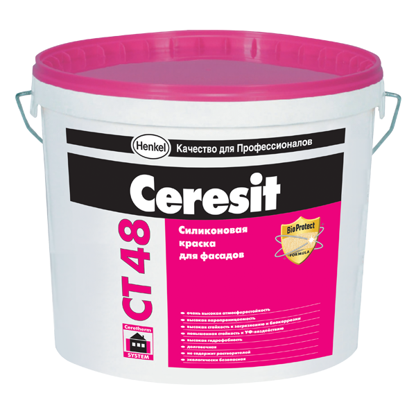 Ceresit CT 48. Силиконовая краска для внутренних и наружных работ