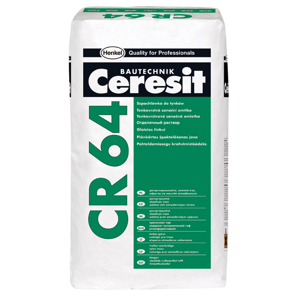 Ceresit CR 64. Высокопаро-проницаемая финишная шпаклевка