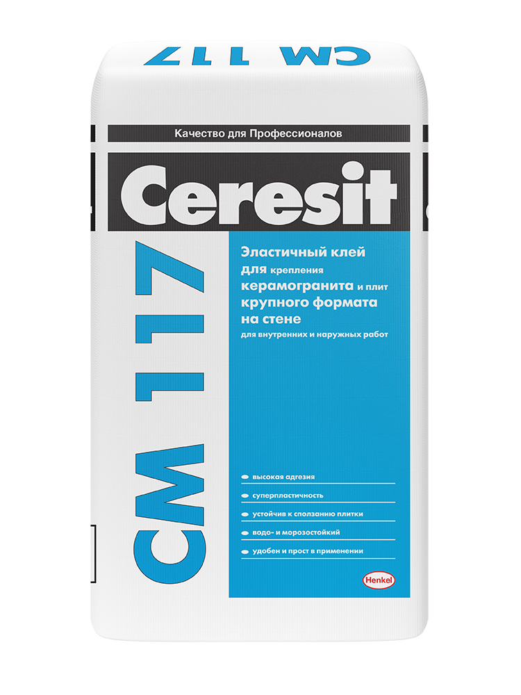 Ceresit СМ 117. Эластичный клей для фасадной плитки, керамогранита и облицовочного камня